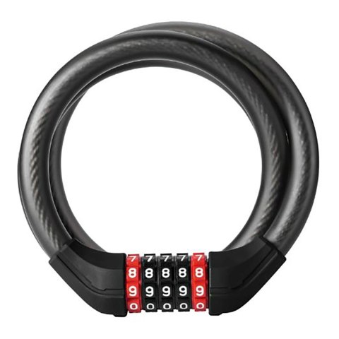 Zapięcie rowerowe Rockbros RKS531 na szyfr 5-cyfrowy linka stalowa 120 cm z oświetleniem LED - czarne