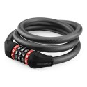 Zapięcie rowerowe Rockbros RKS531 na szyfr 5-cyfrowy linka stalowa 120 cm z oświetleniem LED - czarne