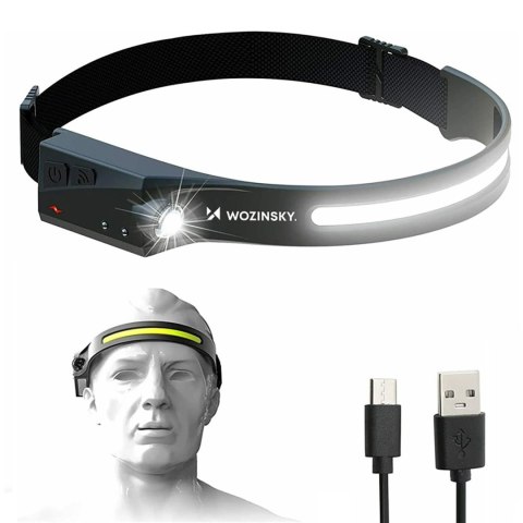 Latarka czołowa Wozinsky WLC-1200 350 lm diody CREE IPX4 z czujnikiem ruchu - czarna