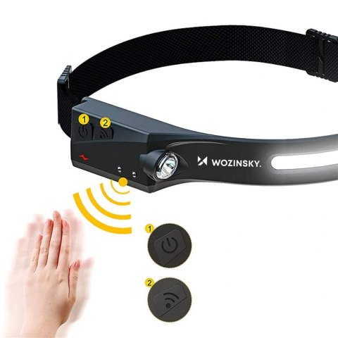 Latarka czołowa Wozinsky WLC-1200 350 lm diody CREE IPX4 z czujnikiem ruchu - czarna