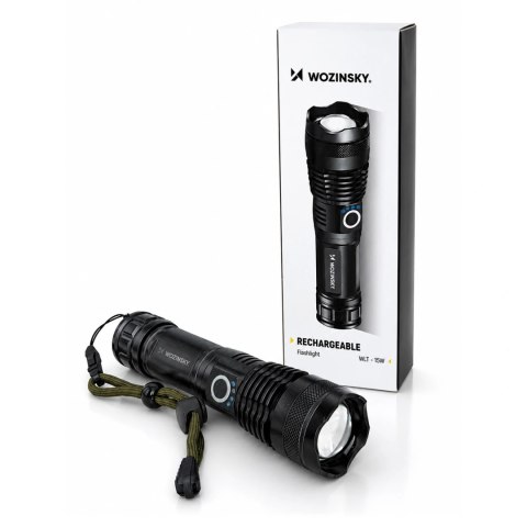 Latarka taktyczna Wozinsky WLT-15W 15 W 1500 lm CREE IP65 z regulacją wiązki - czarna