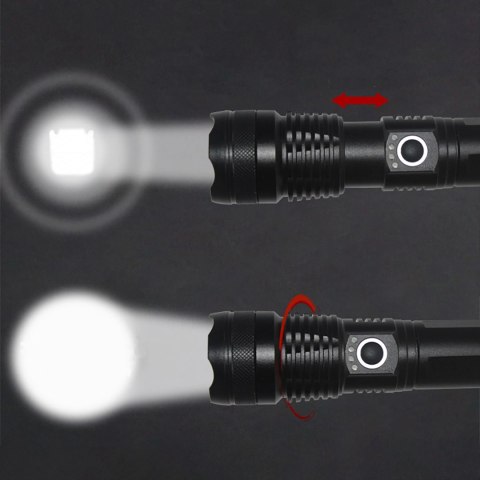Latarka taktyczna Wozinsky WLT-15W 15 W 1500 lm CREE IP65 z regulacją wiązki - czarna