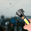 Latarka wielofunkcyjna Wozinsky WLR-31 5 W 500 lm diody CREE 3w1 ze zbijakiem do szyb i nożem do pasów - czarna
