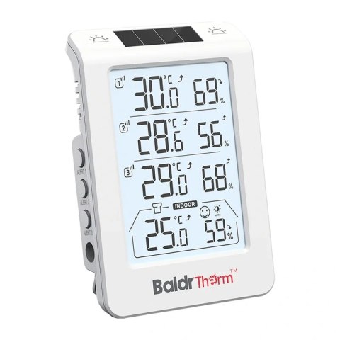 Termohigrometr BALDRTHERM B0598 3-kanałowy z automatycznym podświetlaniem