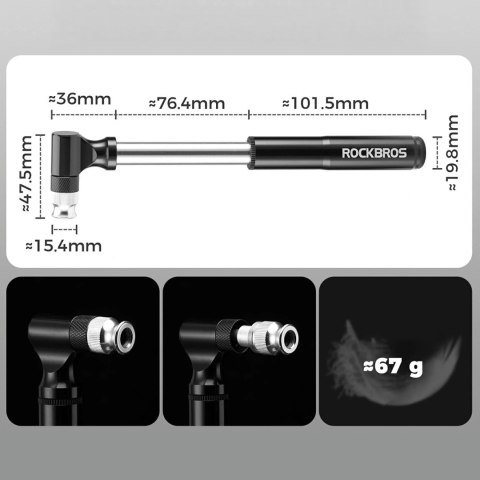 Zestaw narzędzi Rockbros JG-PB-11 z pompką i multitoolem łatki łyżki - czarny