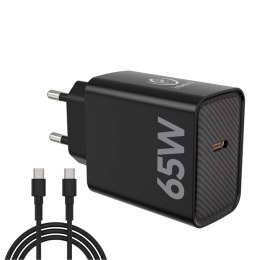 Ładowarka sieciowa Rebeltec H1065 65W z kablem USB-C na USB-C 2m czarna
