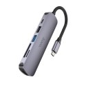 Adapter HUB 6w1 (HDTV+USB 3.0+USB 2.0+SD+TF+PD) USB-C Hoco HB28 czarny