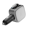 Ładowarka samochodowa Cuktech CC903P 100 W z wyświetlaczem i zwijanym kablem USB-C 70 cm - szara
