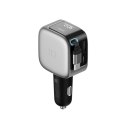 Ładowarka samochodowa Cuktech CC903P 100 W z wyświetlaczem i zwijanym kablem USB-C 70 cm - szara