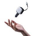 Ładowarka samochodowa Cuktech CC903P 100 W z wyświetlaczem i zwijanym kablem USB-C 70 cm - szara