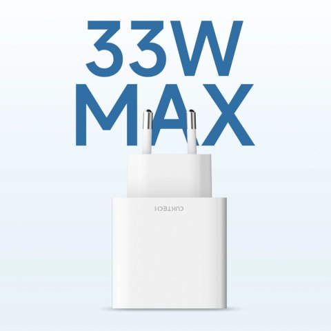 Ładowarka sieciowa Cuktech A19 30 W USB-A + USB-C - biała