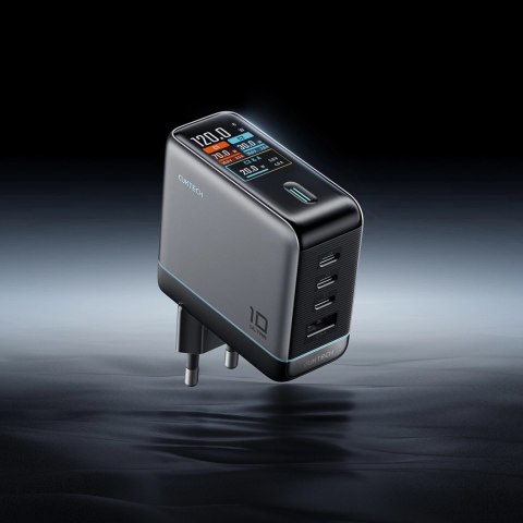 Ładowarka sieciowa Cuktech AD1204U 120 W z wyświetlaczem i kablem USB-C - srebrna