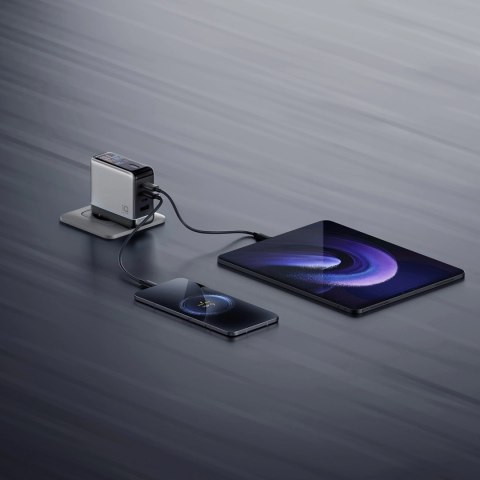 Ładowarka sieciowa Cuktech AD1204U 120 W z wyświetlaczem i kablem USB-C - srebrna