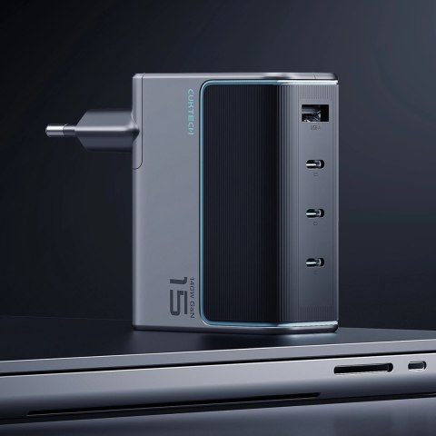 Ładowarka sieciowa Cuktech AD1404UEU 140 W GaN 3x USB-C + USB-A z kablem USB-C - szara