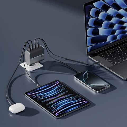 Ładowarka sieciowa Cuktech AD1404UEU 140 W GaN 3x USB-C + USB-A z kablem USB-C - szara