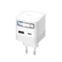 Ładowarka sieciowa Cuktech AD653W 67 W GaN 2x USB-C + USB-A ze zwijanym kablem USB-C 70 cm - biała