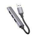 Adapter HUB 4w1 (USB 3.0+USB 2.0 x 3) USB-A Hoco HB26 szary