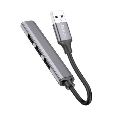 Adapter HUB 4w1 (USB 3.0+USB 2.0 x 3) USB-A Hoco HB26 szary