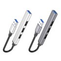 Adapter HUB 4w1 (USB 3.0+USB 2.0 x 3) USB-A Hoco HB26 szary