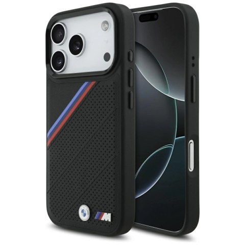 Etui BMW M Tricolor Metal Logo MagSafe do iPhone 17 Pro - czarne