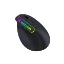 Mysz bezprzewodowa Wozinsky WMG-1164 gamingowa pionowa ergonomiczna 3600 DPI z podświetleniem RGB - czarna