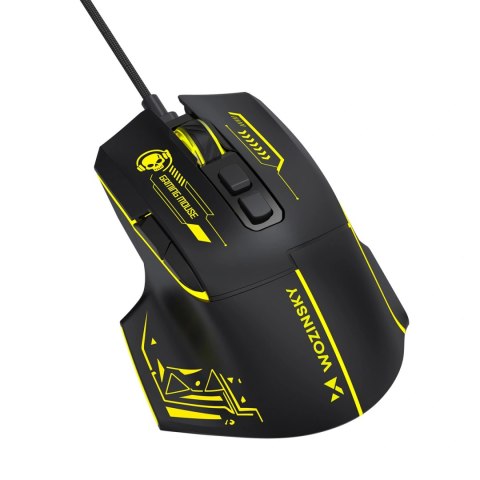 Mysz przewodowa Wozinsky WMGK-1181W gamingowa optyczna 7200 DPI z podświetleniem - czarno-żółta