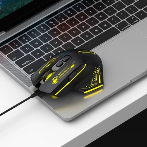 Mysz przewodowa Wozinsky WMGK-1181W gamingowa optyczna 7200 DPI z podświetleniem - czarno-żółta