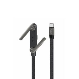 XO kabel NB-Q311 PD USB-C - USB-C 1,5m 240W czarny płaski z podstawką