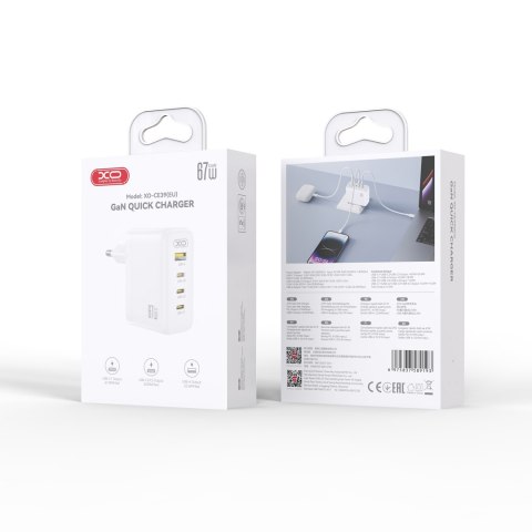 XO ładowarka sieciowa CE39 PD 67W 3x USB-C 1x USB biała