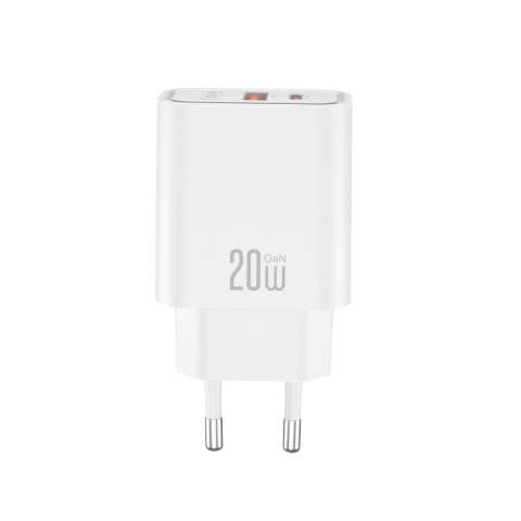 XO ładowarka sieciowa CE40 PD 20W 1x USB-C 1x USB biała + kabel USB-C - USB-C