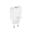 XO ładowarka sieciowa CE40 PD 20W 1x USB-C 1x USB biała