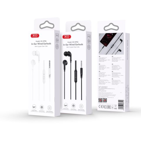 XO słuchawki przewodowe EP86 jack 3,5mm dokanałowe białe