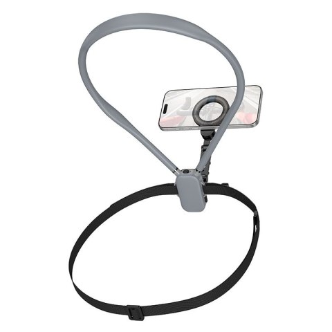 Uchwyt na telefon na szyję magnetyczny Hoco K31 szaro czarny
