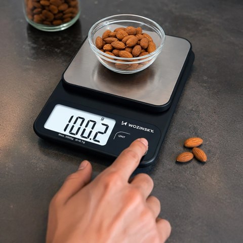 Waga kuchenna Wozinsky WAK-2252 dokładna z dużym wyświetlaczem LCD do 5 kg - czarna