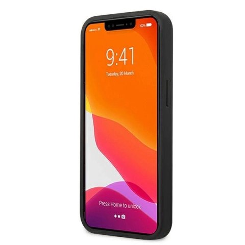 Etui AMG Leather Debossed Lines na iPhone 13 mini - czarne