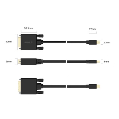Kabel Orico XD-MDTD Mini DisplayPort do DVI Full HD 60 Hz 2 m - czarny