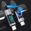 Kabel Orico LDC2L USB-C do Lightning PD 29 W z wyświetlaczem LED 480 Mb/s 1.5 m - czarny