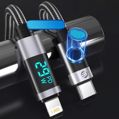 Kabel Orico LDC2L USB-C do Lightning PD 29 W z wyświetlaczem LED 480 Mb/s 1.5 m - czarny