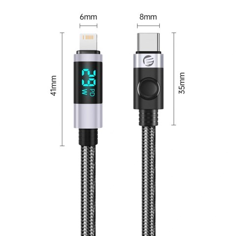 Kabel Orico LDC2L USB-C do Lightning PD 29 W z wyświetlaczem LED 480 Mb/s 2 m - czarny