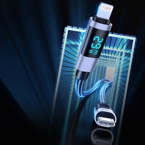 Kabel Orico LDC2L USB-C do Lightning PD 29 W z wyświetlaczem LED 480 Mb/s 2 m - czarny