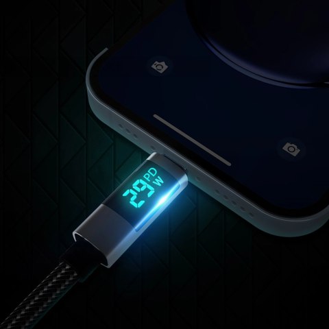 Kabel Orico LDC2L USB-C do Lightning PD 29 W z wyświetlaczem LED 480 Mb/s 2 m - czarny