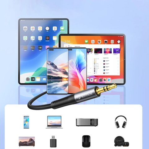 Kabel audio Orico AXF-30 minijack 3,5 mm męski do żeńskiego 3 m - czarny
