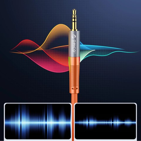 Kabel audio Orico AXRF mini jack 3.5 mm do 2x RCA żeńskiego 3 m - pomarańczowy