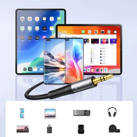 Kabel audio Orico AXRF mini jack 3.5 mm do 2x RCA żeńskiego 5 m - czarny