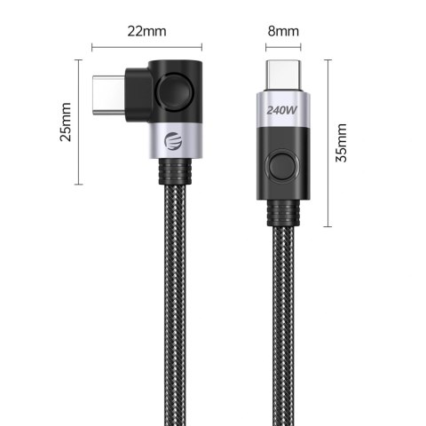 Kabel kątowy Orico CW240 USB-C do USB-C PD 240 W 2 m - czarny