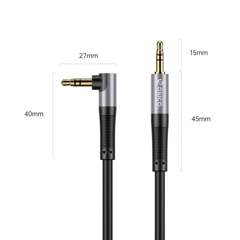 Kabel kątowy audio Orico AXW mini jack 3.5 mm męski do męskiego 3 m - czarny