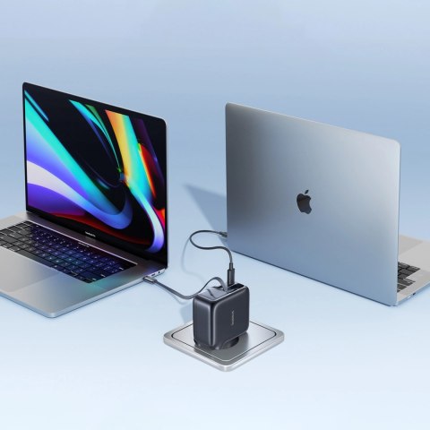 Ładowarka sieciowa Baseus EnerCore CJ11 100W z portami USB-A oraz USB-C i ze zwijanym kablem USB-C - czarna