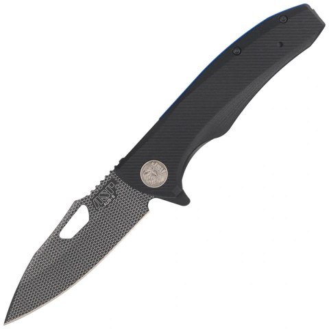 Nóż składany ASP Police Duty ''Woven Bones'' Black G10, Black PVD AUS-8 (55740)