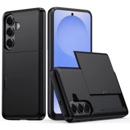 Etui AMORUS na Samsung Galaxy A37 5G z przesuwanym uchwytem na karty - czarne