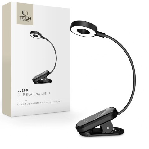 Lampka bezprzewodowa Tech-Protect LL100 z klipsem + Kabel USB-A / USB-C 30 cm - czarna